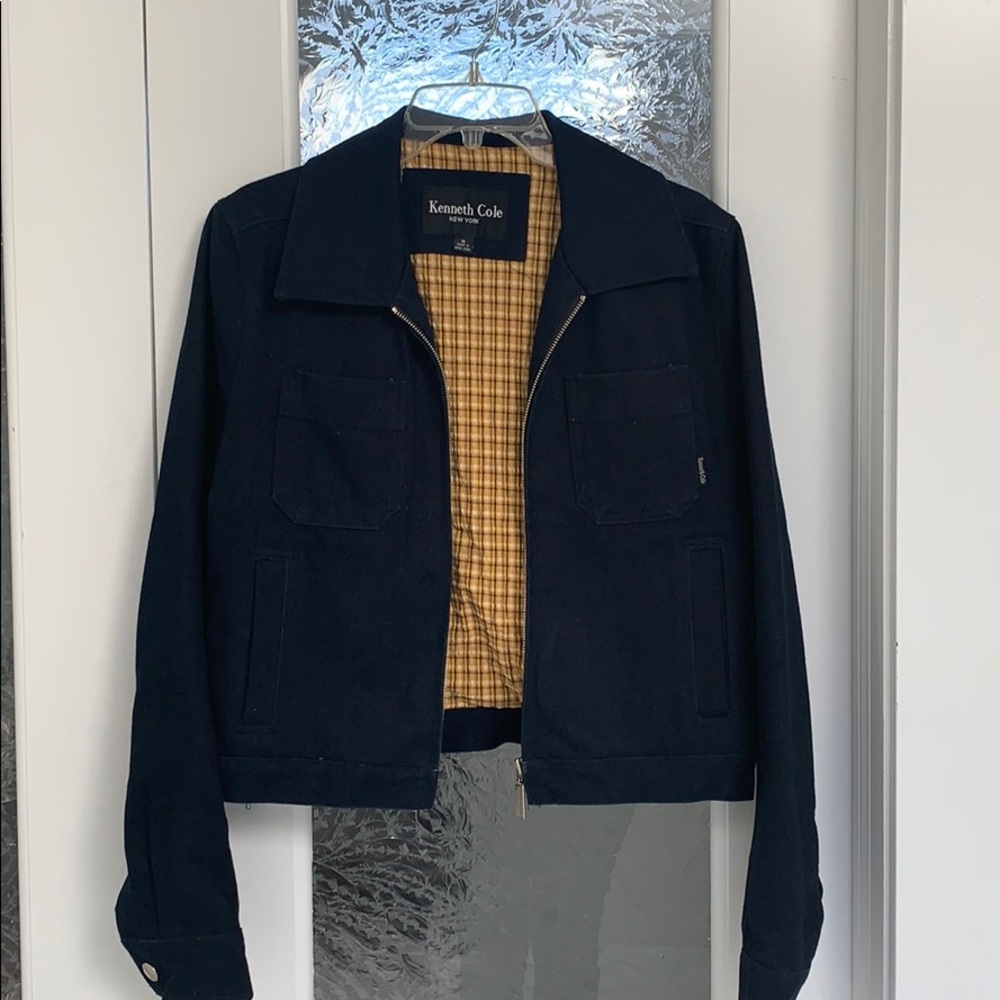 Kenneth Cole Twill Navy Cropped Jacket (M)